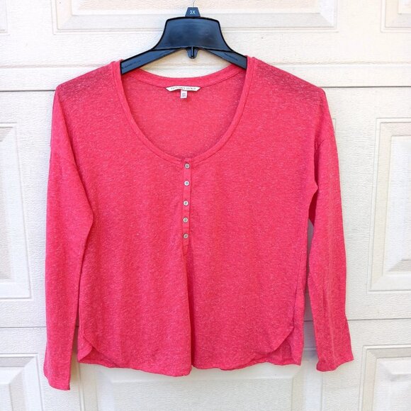 Victorias Secret Pajama Sleep Top Henley Long Sleeve XS Red V-neck LIGHTWEIGHT - Picture 2 of 4